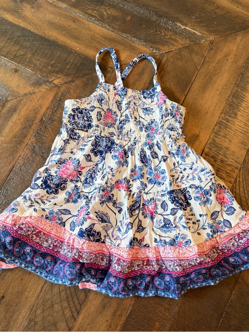 NWT Old Navy White Floral Sundress with Blue and Pink Accents